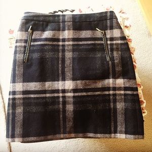 M&S Plaid Wool/Polyester Skirt - Size 6